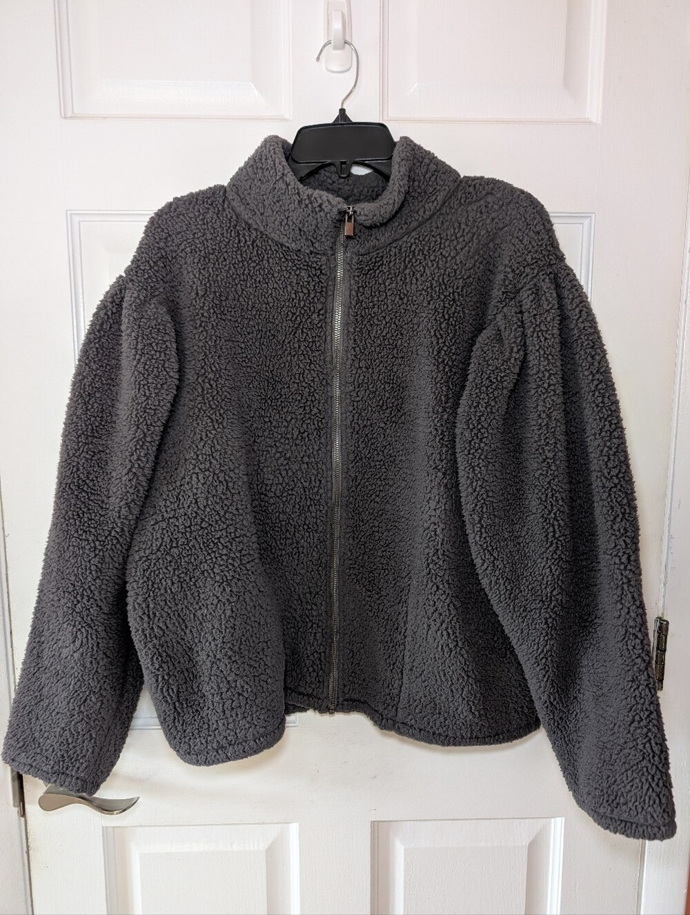 Express Grey Teddy Bomber Jacket in XL